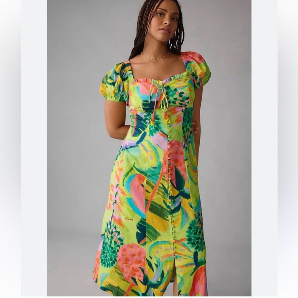 Anthropologie - Farm Rio Printed Puff Sleeve Dress